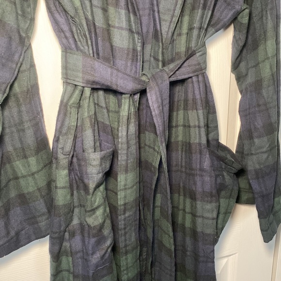POLO RALPH LAUREN MENS LONG PLAID BLUE GREEN PRINTED ROBE COTTON SIZE XL - Picture 6 of 6